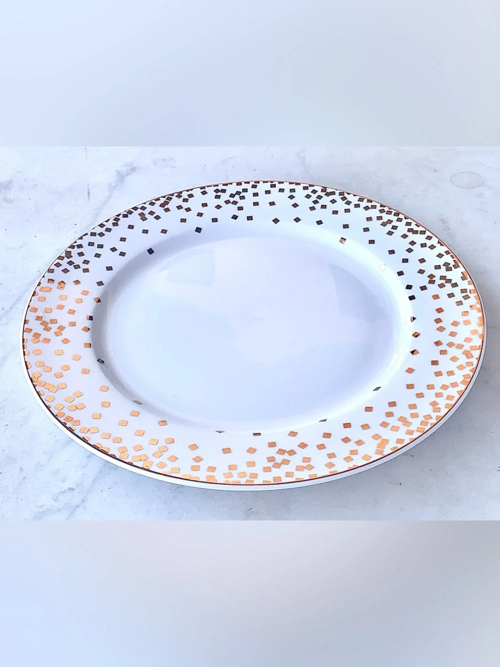 GRACE TEAWARE Elegant White SALAD Plate with Gold METALLIC Confetti Rim NEW 8IN